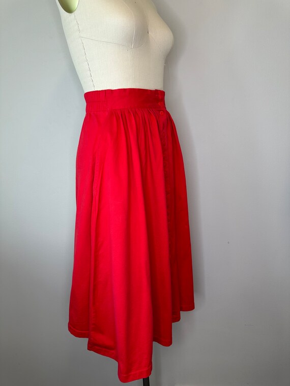 Cherry Red Button Down Skirt with Pockets - image 5