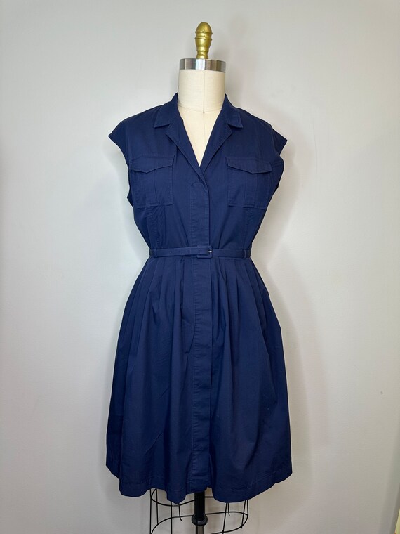 Liz Claiborne Navy Blue Fit & Flare Belted Dress - Etsy
