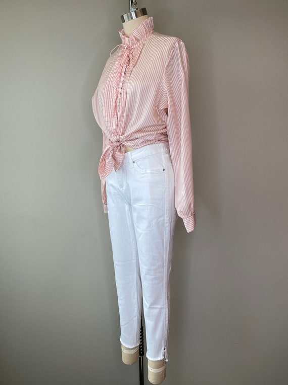 Vintage Pink & White Seersucker Blouse - image 7