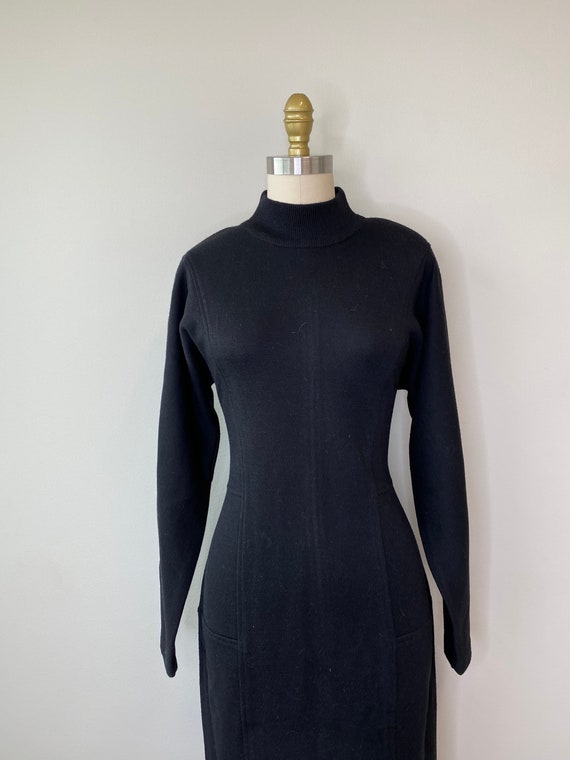 Black Thick Turtleneck Sweater Dress - image 8