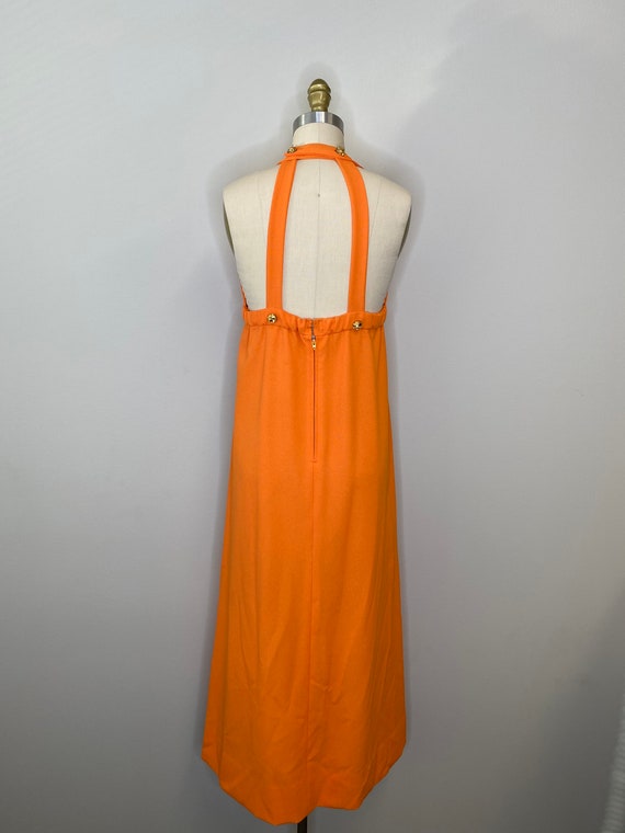 Vintage 70 Orange Halter Dress - image 5