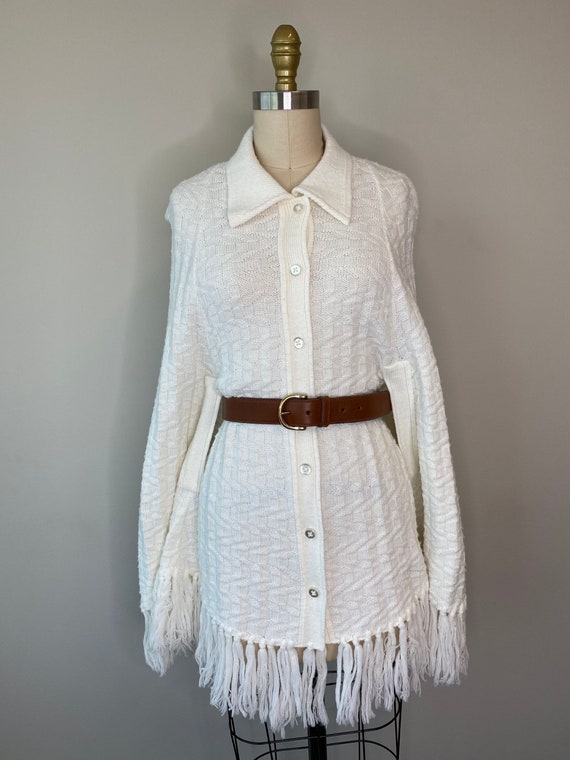 Vintage Ivory Cape with Fringes