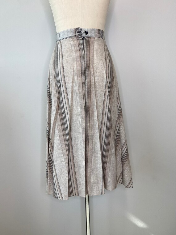 Oatmeal Pleated Tartan Wool Skirt - image 5