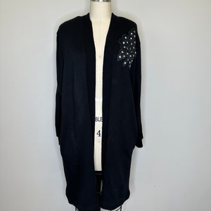 80er Schwarzer Cardigan mit Schulterpolstern