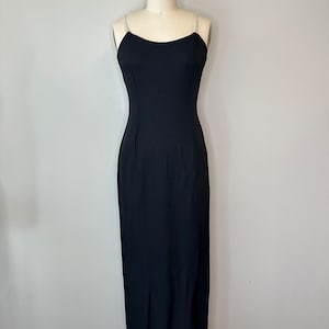 vintage Jessica McClintock Black Jeweled Shoulder Strap Long Dress