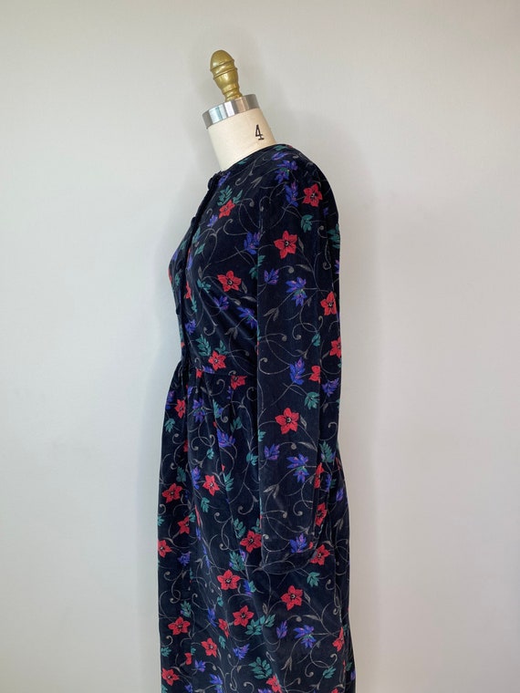Talbots Red Floral corduroy Long Sleeve Dress - image 8