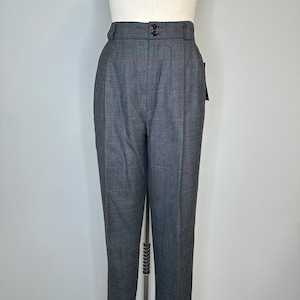Giorgio Sant Angelo Wool Pleated Red & Black Plaid Trousers