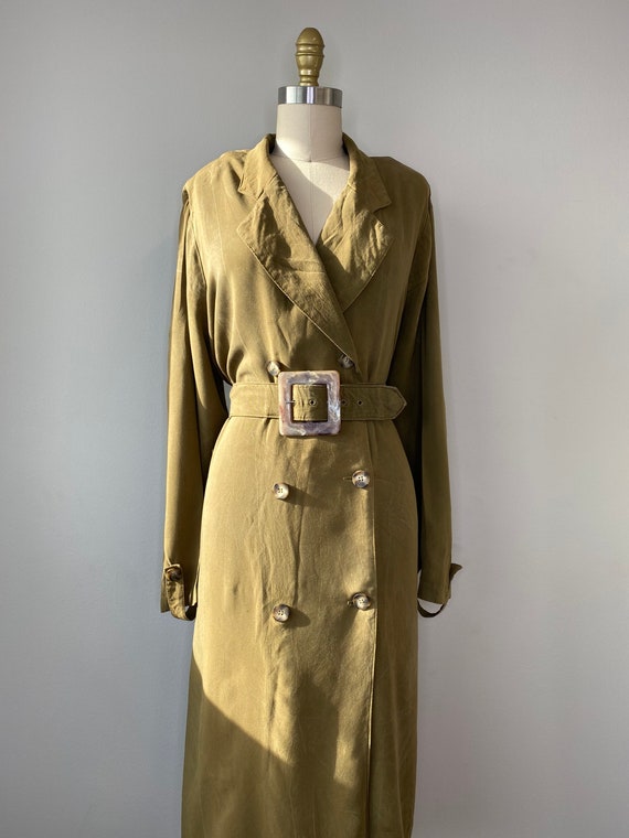 Vintage Olive Green Double Breast Belted Dress