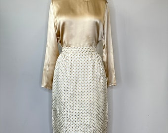 Silk Straight Cream & Gold Skirt