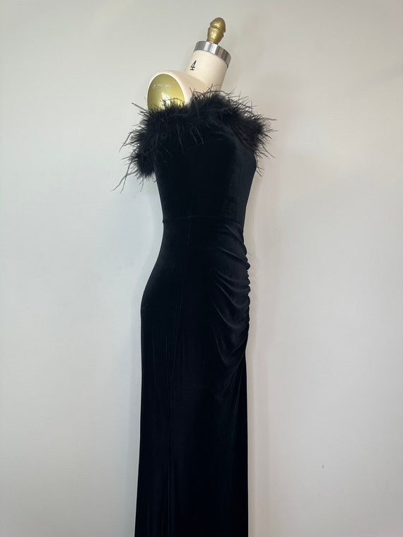 Black Velour Strapless Long Gown with Slit - image 7