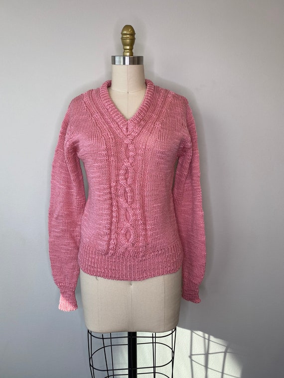 Bubble gum Pink V-Neck Knit Sweater - image 1
