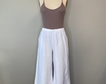 White Cotton Wide Leg Pants
