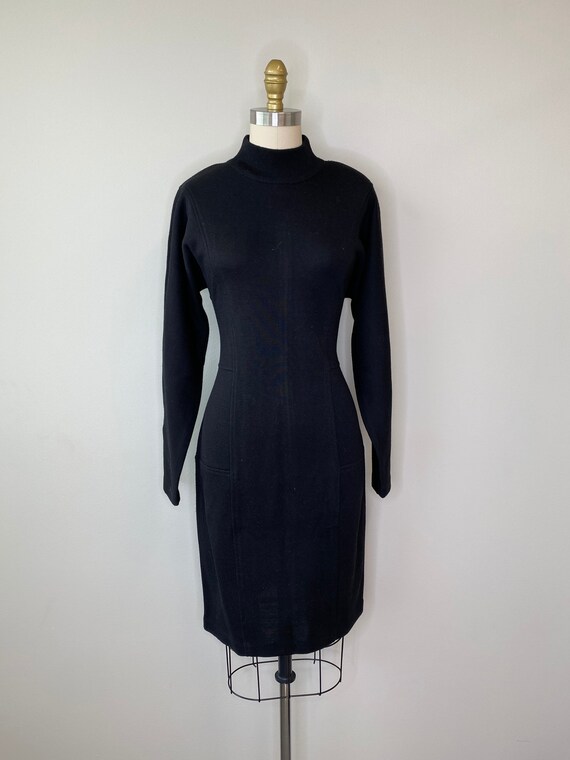 Black Thick Turtleneck Sweater Dress - image 2