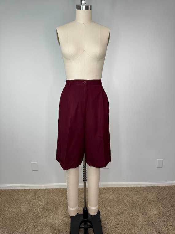 Talbots, Talbots Wool Maroon Pleated Shorts