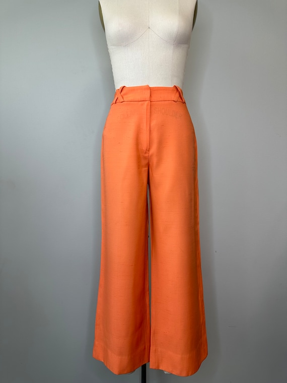 Orange Straight Leg Texture Trousers - image 1