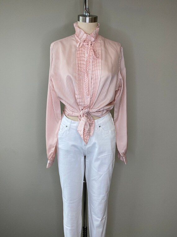 Vintage Pink & White Seersucker Blouse - image 8