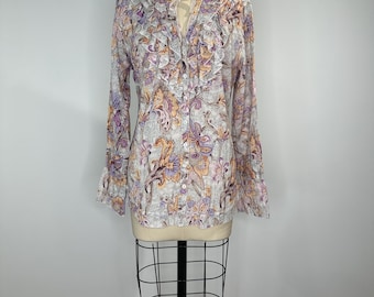 Chemise boutonnée à manches longues en coton à fleurs botaniques