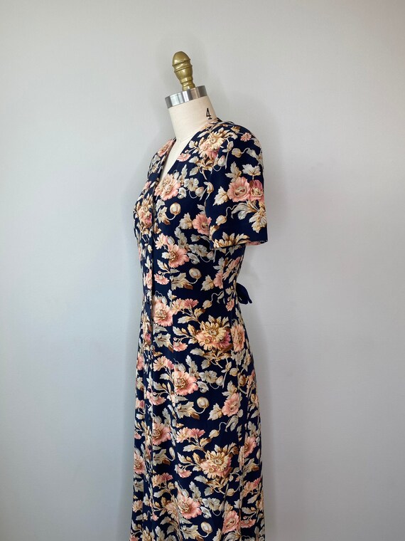 Botanical Blue Button Down Day Dress - image 6