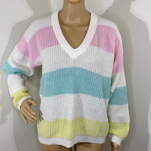 70s Pastel V-Neck Sweater