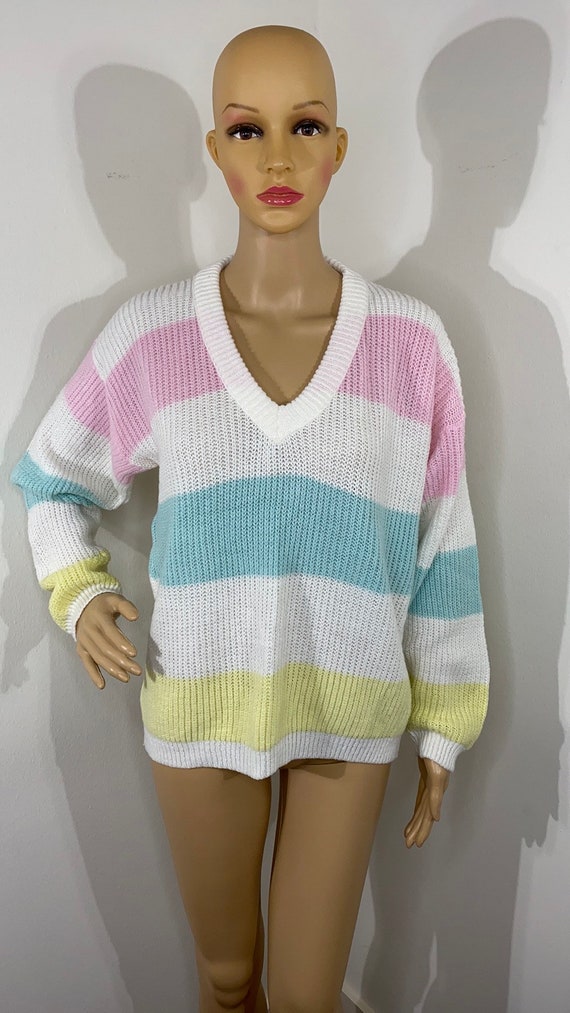 70s Pastel V-Neck Sweater