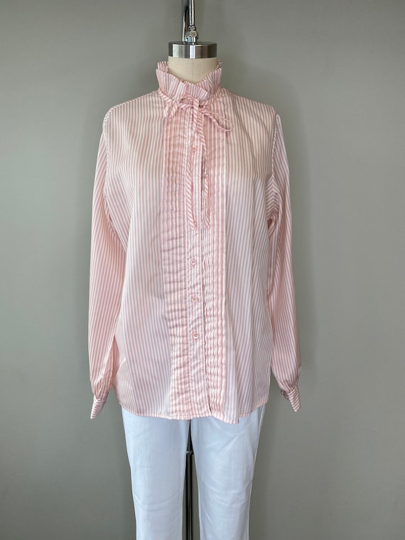 Vintage Pink & White Seersucker Blouse - image 2