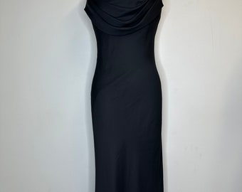 Vintage Long Evening Gown Cowl Neck Dress