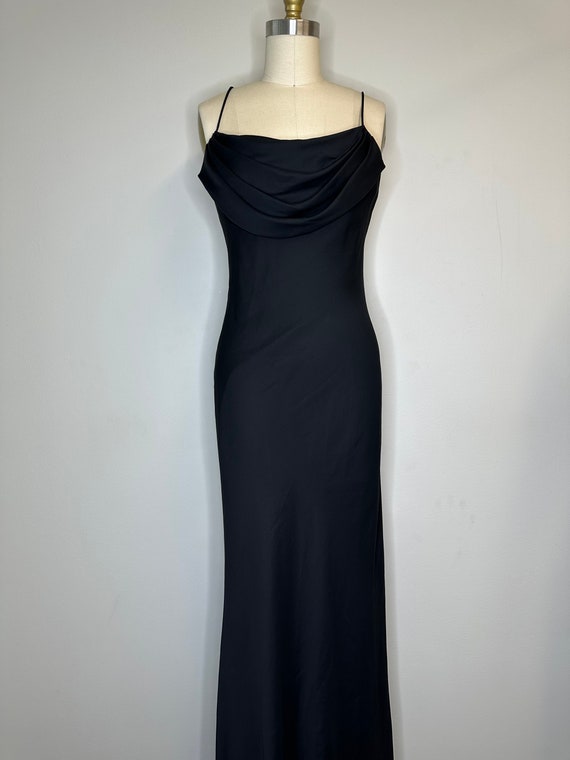 Vintage Long Evening Gown Cowl Neck Dress - image 1