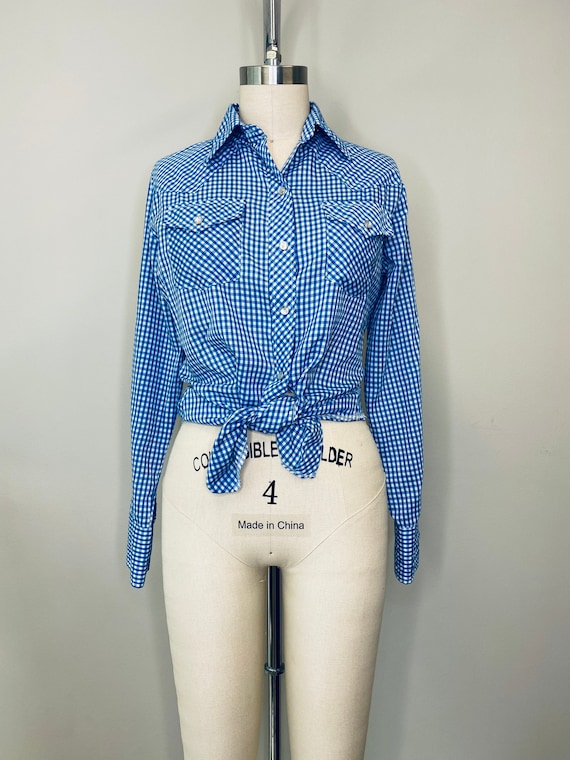 Vintage Wrangler Blue & White Checker Top