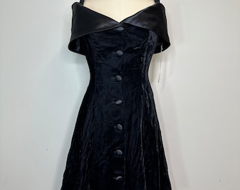 Off the shoulder velour black dress
