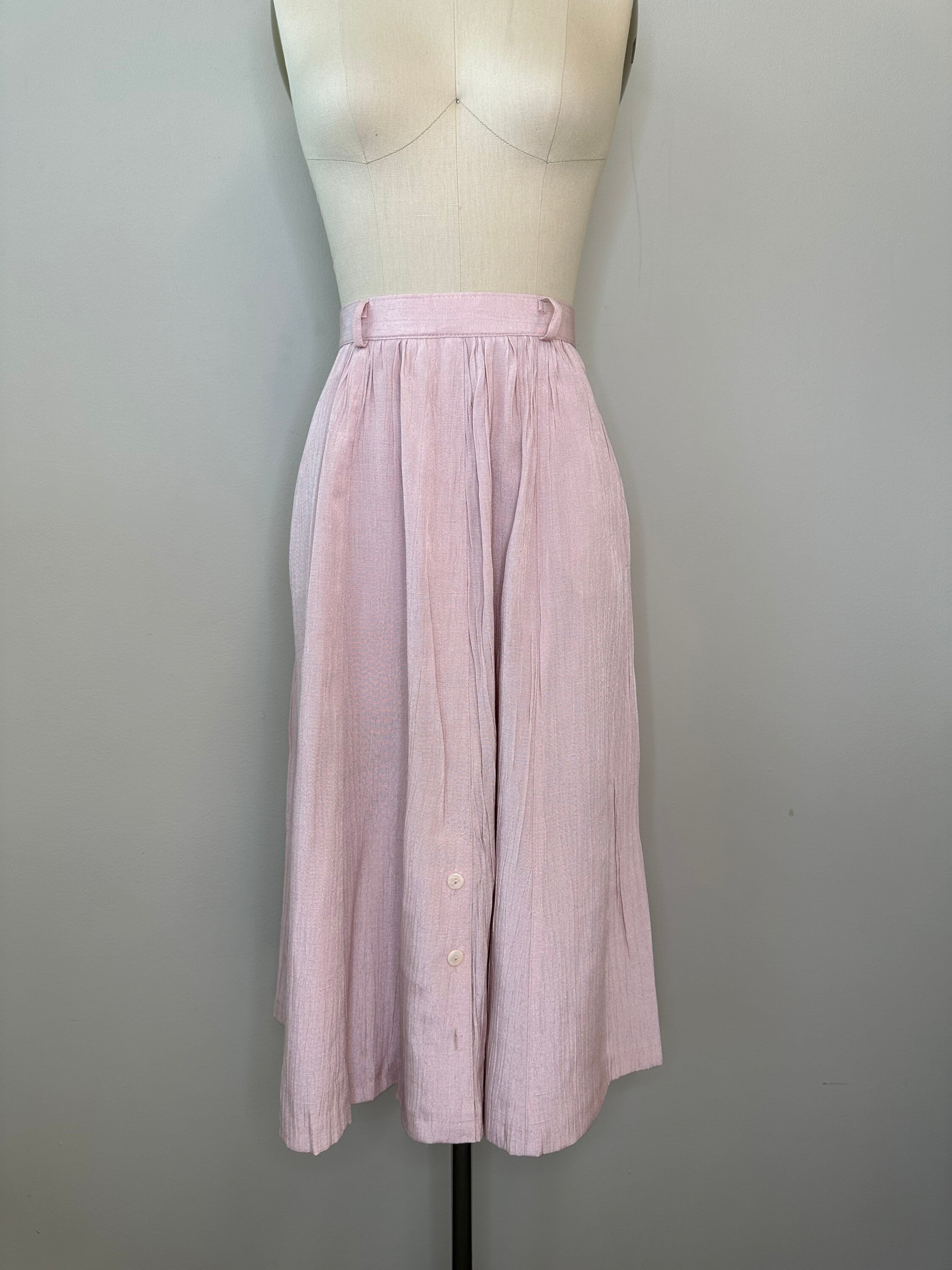 Knitted Frill Ankle Skirt Dusty Pink