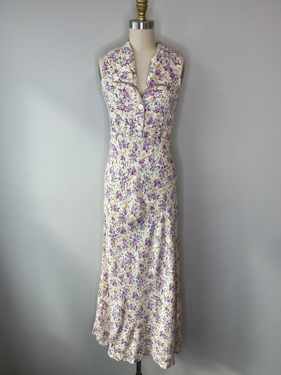 70s botanical garden long sleeveless dress - image 2