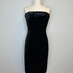 Vintage Black Velour Strapless Dress
