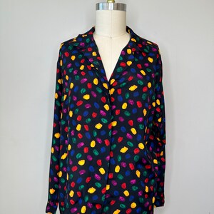 Vintage Dark Bright Button Down Blouse