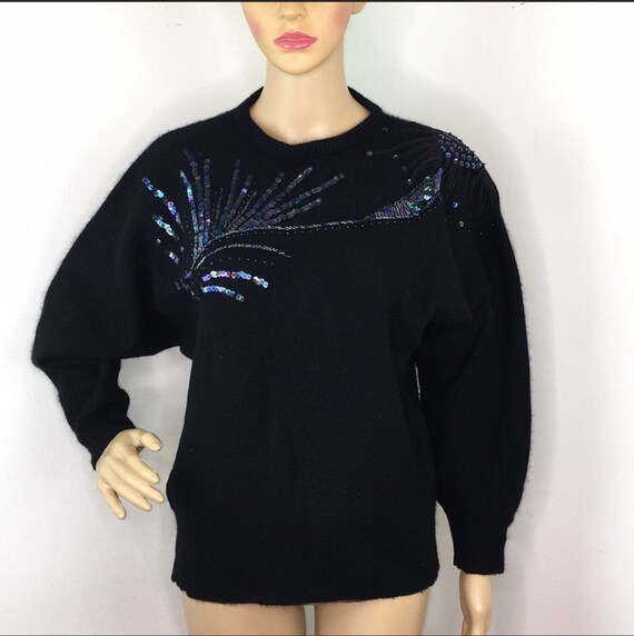 Vintage Black Sequins Sweater