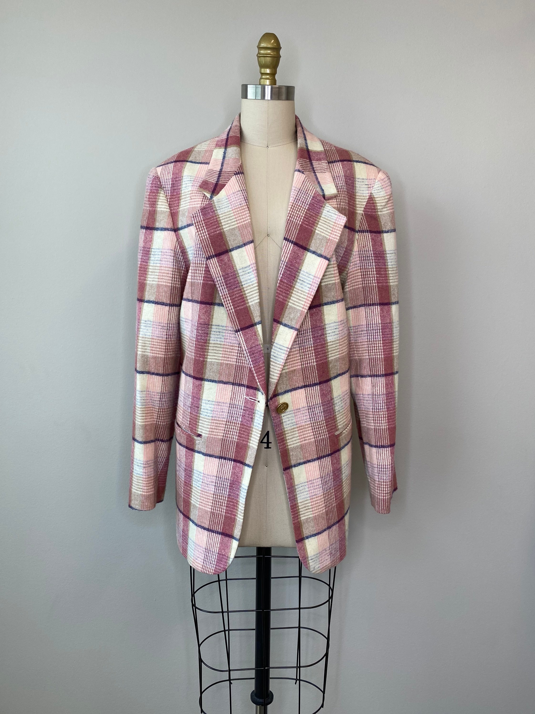 Plaid Pink Tartan Blazer - Etsy