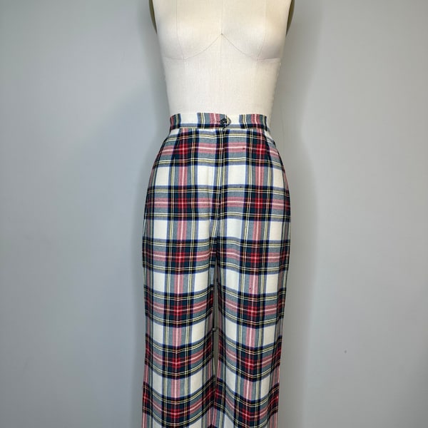 70s Red & Green Plaid Trousers