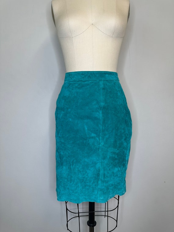 Vintage 90’s Leather Suede Jade Mini Skirt