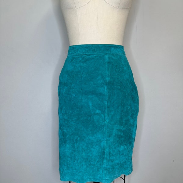 Vintage 90’s Leather Suede Jade Mini Skirt