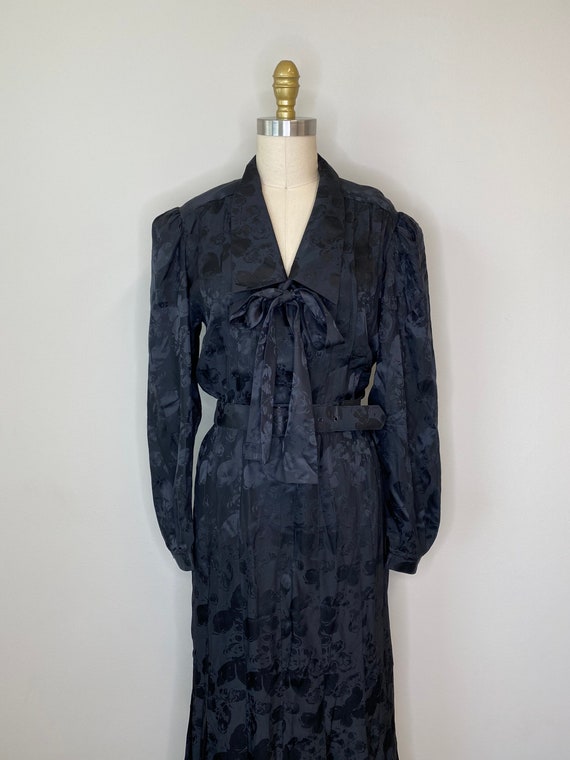 Black Silk Secretary Dress - image 5