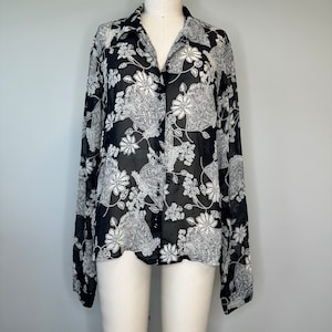 Tapemeasure Silk Floral Button Down Blouse