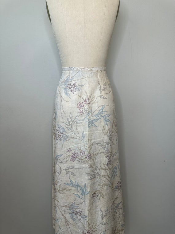 Liz Claiborne Cream Linen Pastel Floral Skirt - image 6