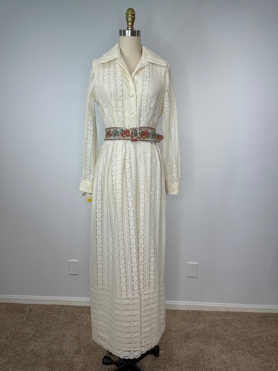 lace up belt dress Ivory Floral Lace Button Down Mini Dress with Belt