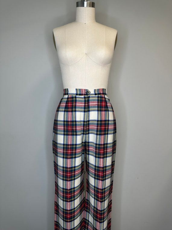70s Red & Green Plaid Trousers - image 7