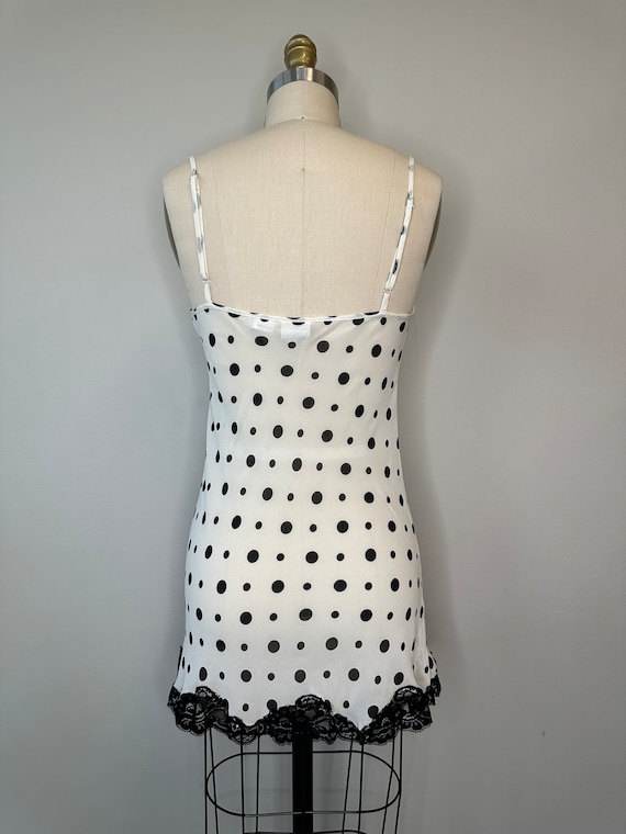 Silk Black Polka Dots Cream Negligee - image 4