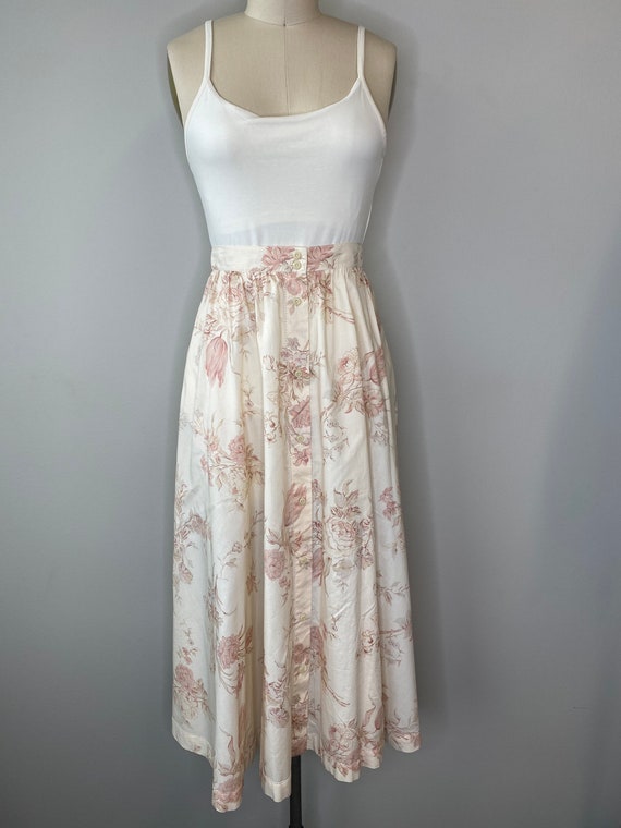 LRL Soft Romantic Floral Cream & Pink Skirt