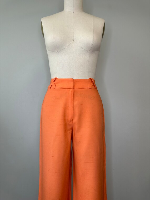 Orange Straight Leg Texture Trousers - image 4