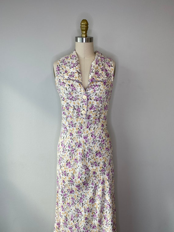 70s botanical garden long sleeveless dress - image 6