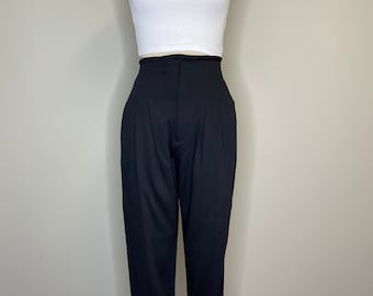 Vintage Ribbed Pleated High Waist Pants