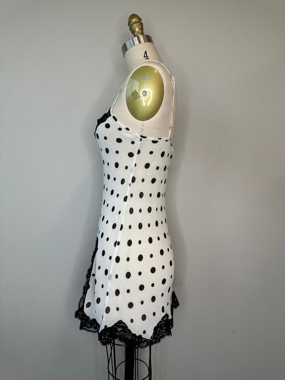 Silk Black Polka Dots Cream Negligee - image 3