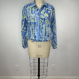 Vintage 90s Blue and Lime Bomber Jacket